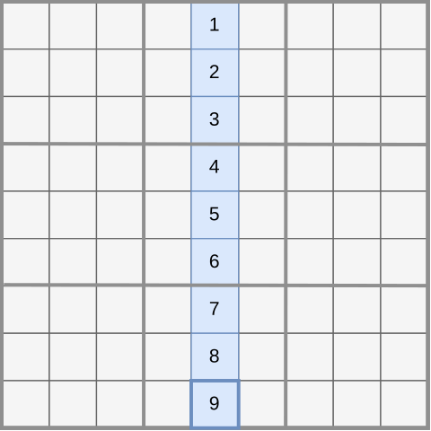 Sudoku - exemplo correto de coluna